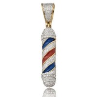 10K Gold .45 CT Diamond Barber Pole Pendant