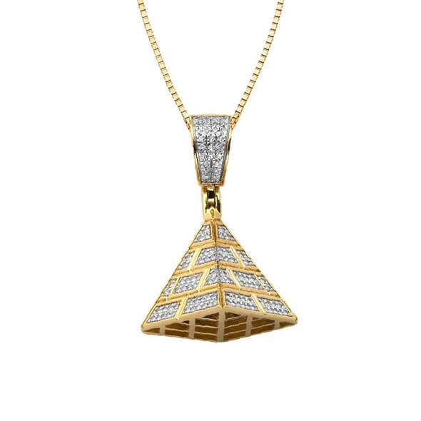 10K 1.00 CT Gold Diamond Pyramid Pendant